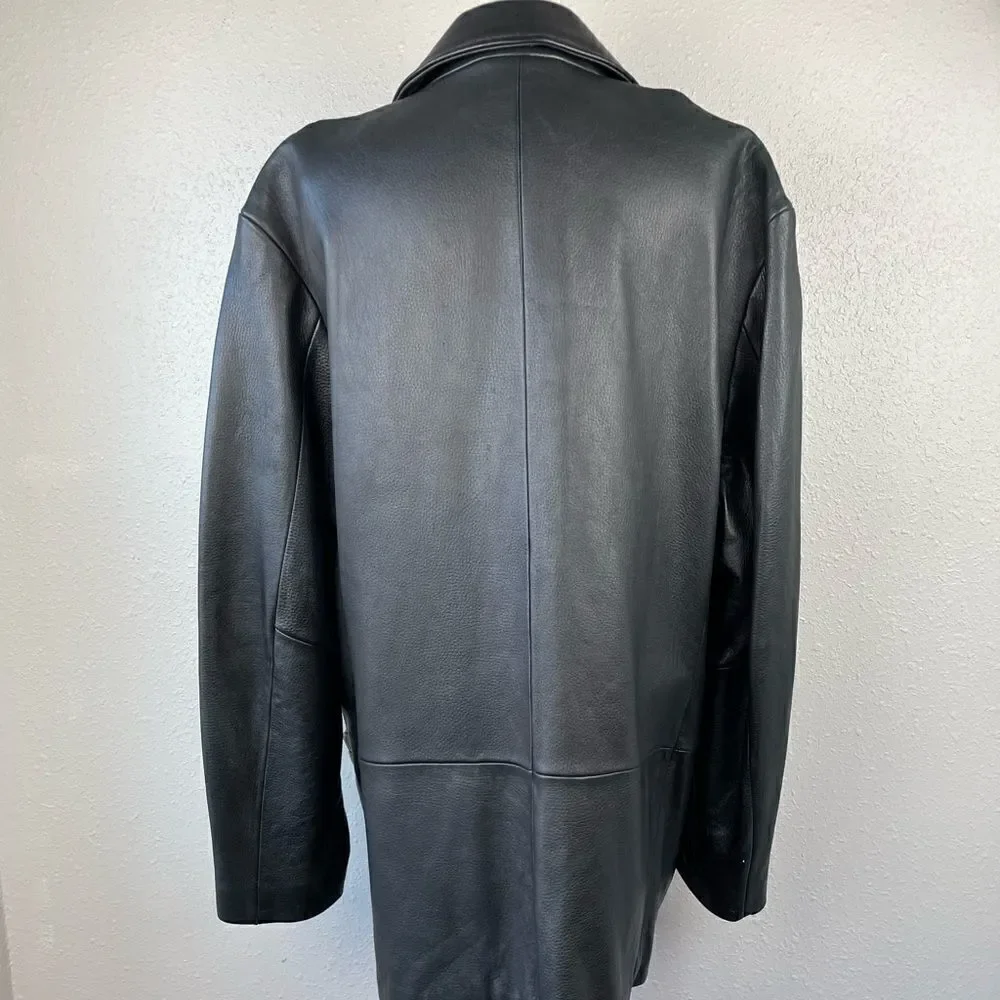 Nicole Miller New York Black Leather Jacket Size XL EUC